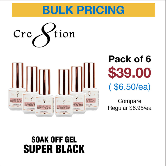 Cre8tion Soak Off Gel - Super Black