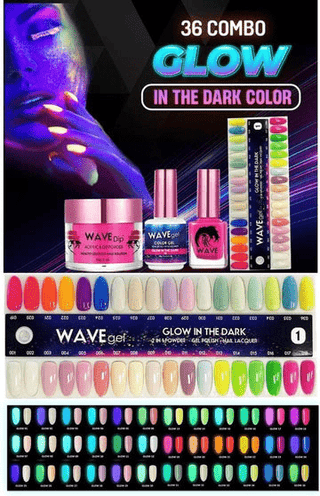 Wavegel Matching Duo 0.5oz - Full set Glow in The Dark 36 Colors 1 - 36 w/ 1 Color Chart - C8 Nail SupplyWaveGelWave-GLOW36Duo