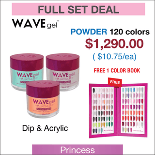 Wavegel Matching Powder 2oz - Princess Collection - Full set 120 Colors w/ 1 set Color Book - C8 Nail SupplyWaveGel