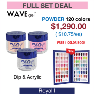 Wavegel Matching Powder 2oz - Royal I Collection - Full set 120 Colors ( 01 - 120) w/ 1 set Color Book - C8 Nail SupplyWaveGel