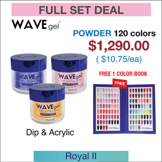Wavegel Matching Powder 2oz - Royal II New Collection - Full set 120 New Colors (121 - 240) w/ 1 set Color Book - C8 Nail SupplyWaveGel