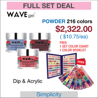 Wavegel Simplicity Matching Powder 2oz - Full set 216 Colors w/ 1 set Color Chart & 1 Color Book - C8 Nail SupplyWaveGelWave-PD216