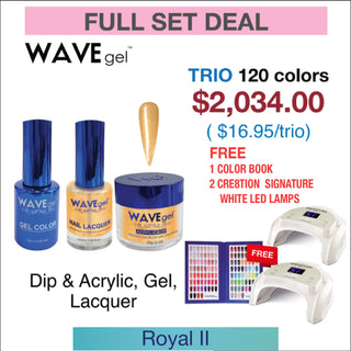 Wavegel Trio Matching Color - Royal II New Collection - Full set 120 New Colors ( 121 - 240) w/ 1 set Color Book & 2 Cre8tion Signature White LED Lamps - C8 Nail SupplyWaveGel