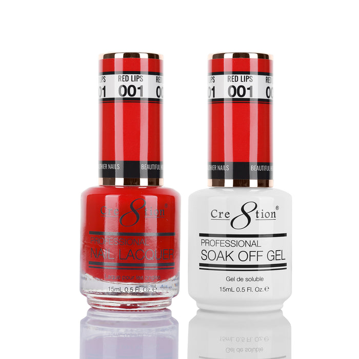 Cre8tion Soak Off Gel Matching Pair 0.5oz 001 RED LIPS