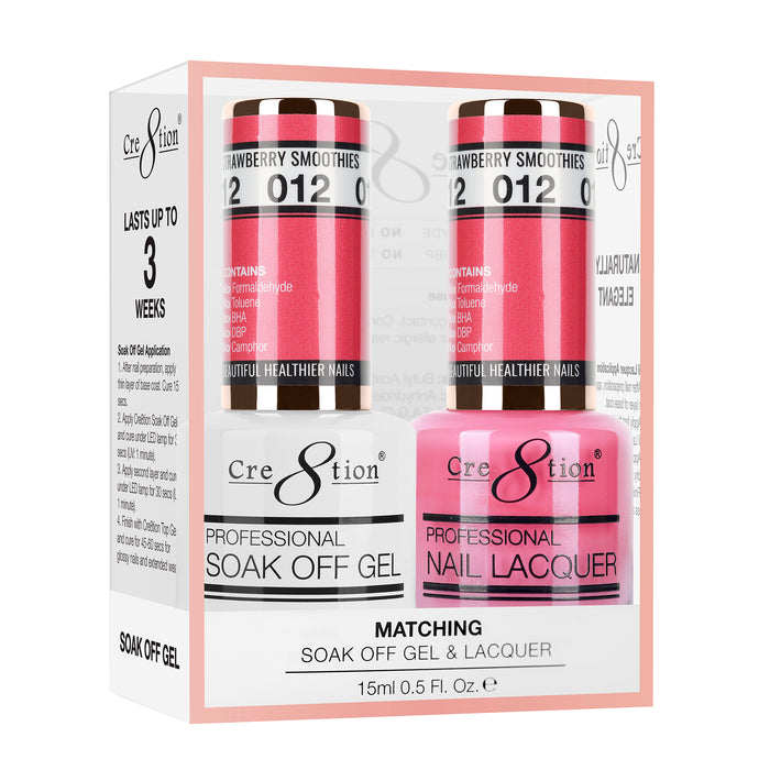 Cre8tion Soak Off Gel Matching Pair 0.5oz 012 STRAWBERRY SMOOTHIES