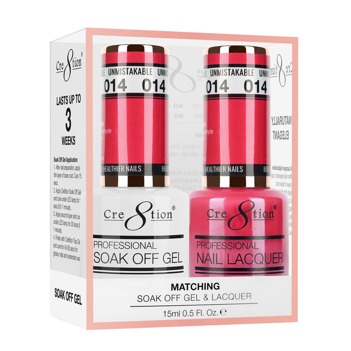 Cre8tion Soak Off Gel Matching Pair 0.5oz 014 UNMISTAKABLE