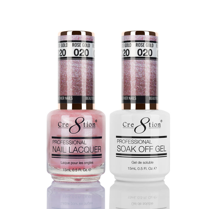 Cre8tion Soak Off Gel Matching Pair 0.5oz 020 ROSE GOLD (SHIMMERY)