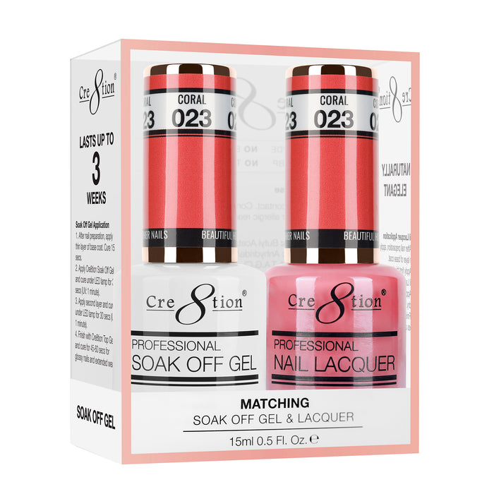 Cre8tion Soak Off Gel Matching Pair 0.5oz 023 CORAL