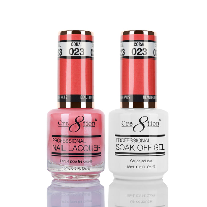 Cre8tion Soak Off Gel Matching Pair 0.5oz 023 CORAL