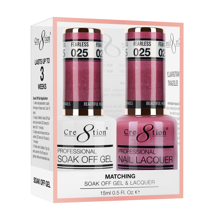 Cre8tion Soak Off Gel Matching Pair 0.5oz 025 FEARLESS (SHIMMERY)