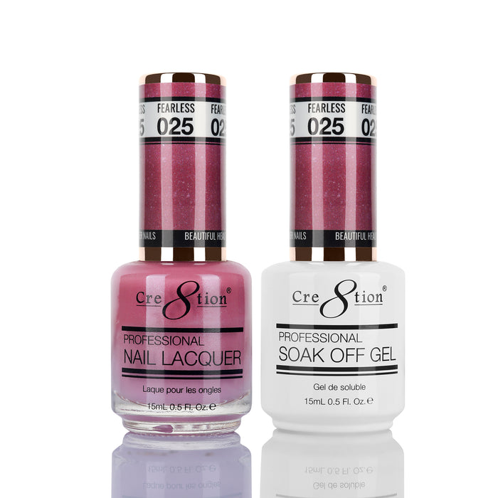 Cre8tion Soak Off Gel Matching Pair 0.5oz 025 FEARLESS (SHIMMERY)
