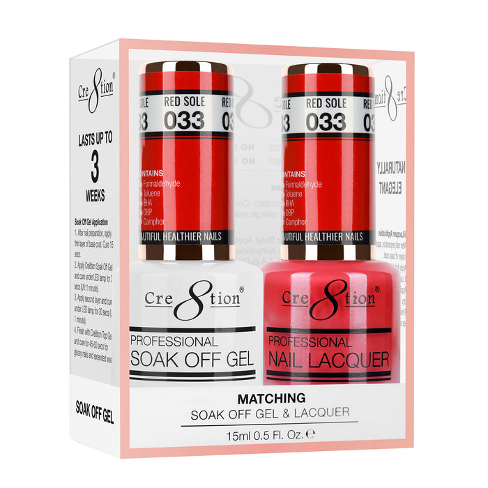 Cre8tion Soak Off Gel Matching Pair 0.5oz 033 RED SOLE