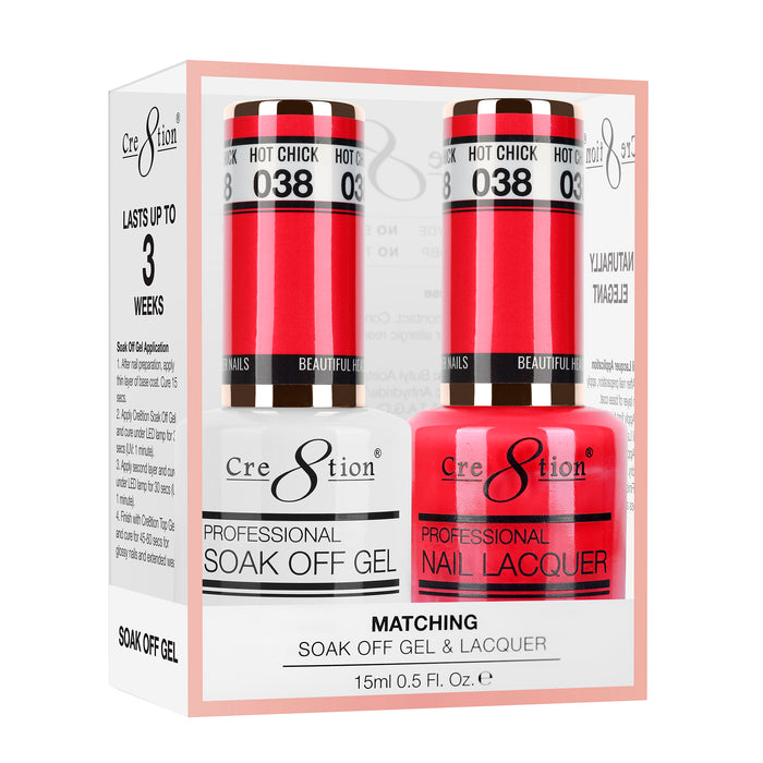Cre8tion Soak Off Gel Matching Pair 0.5oz 038 HOT CHICK