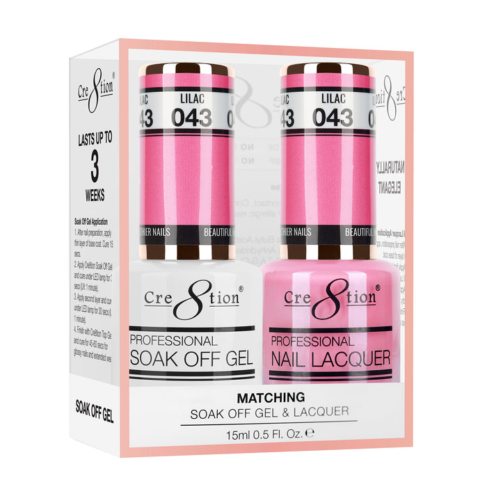 Cre8tion Soak Off Gel Matching Pair 0.5oz 043 LILAC