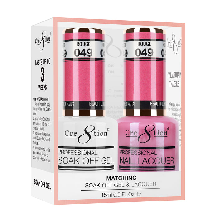 Cre8tion Soak Off Gel Matching Pair 0.5oz 049 ROUGE