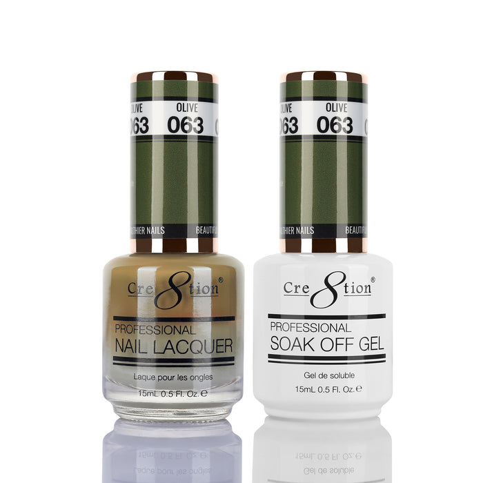 Cre8tion Soak Off Gel Matching Pair 0.5oz 063 OLIVE