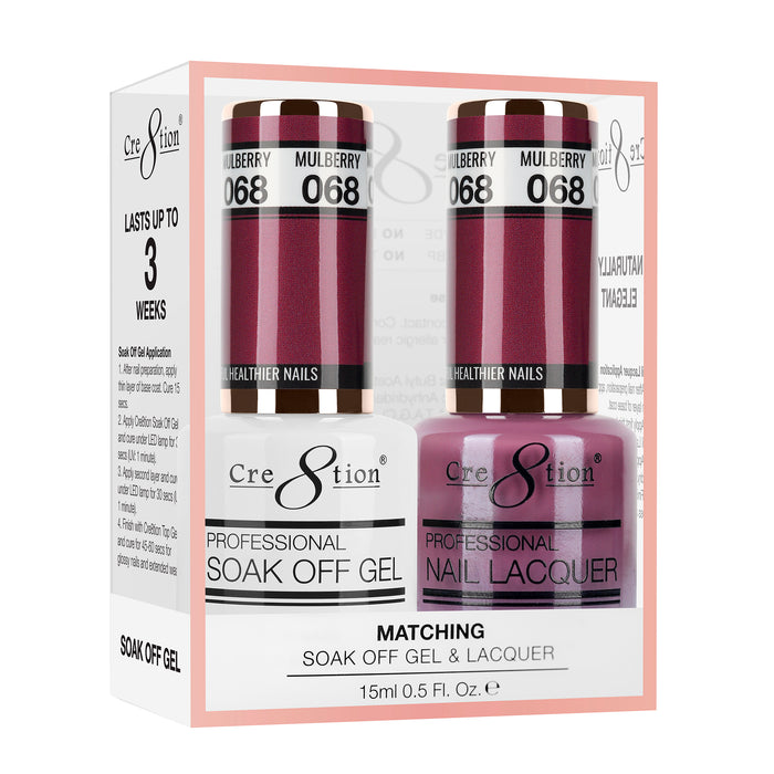 Cre8tion Soak Off Gel Matching Pair 0.5oz 068 MULBERRY