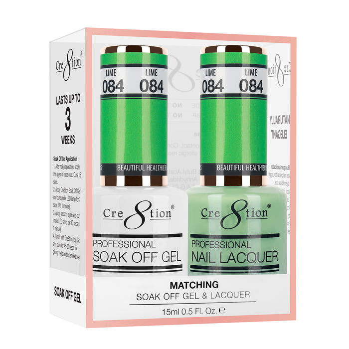 Cre8tion Soak Off Gel Matching Pair 0.5oz 084 LIME