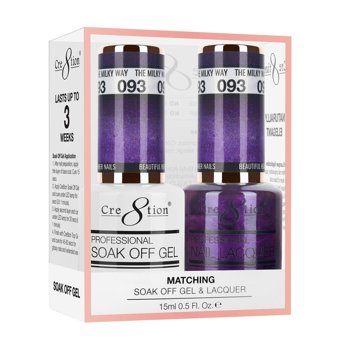 Cre8tion Soak Off Gel Matching Pair 0.5oz 093 THE MILKY WAY (SHIMMERY)