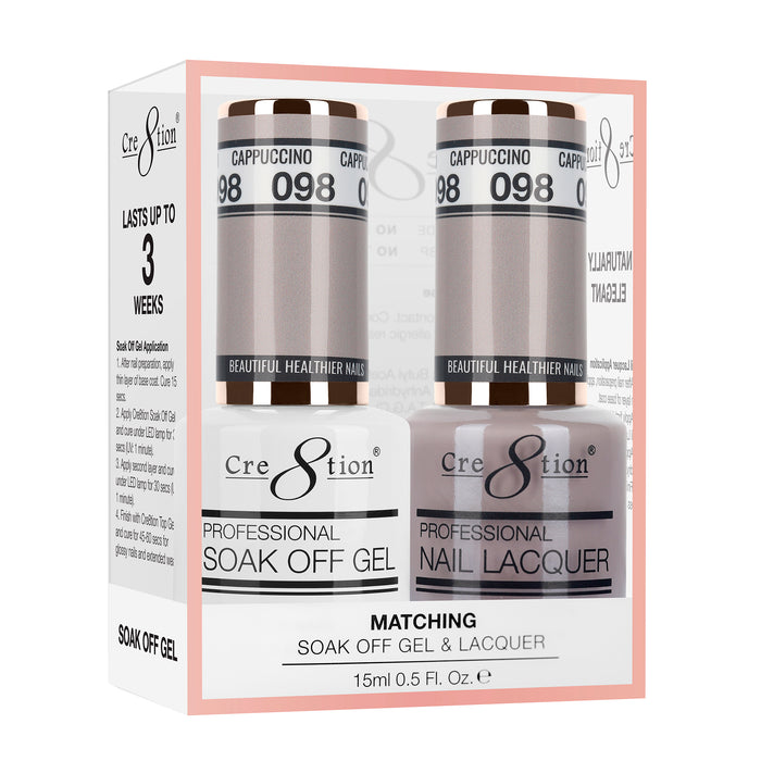 Cre8tion Soak Off Gel Matching Pair 0.5oz 098 CAPPUCCINO