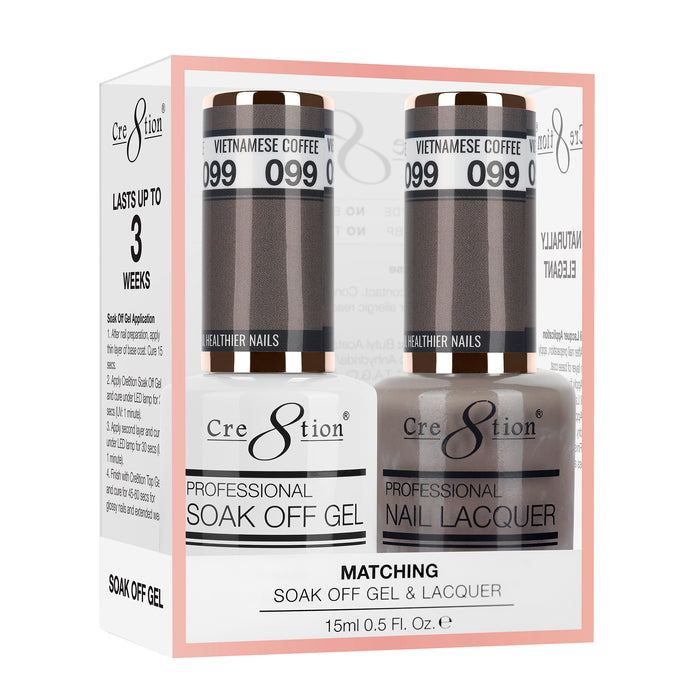 Cre8tion Soak Off Gel Matching Pair 0.5oz 099 VIETNAMESE COFFEE