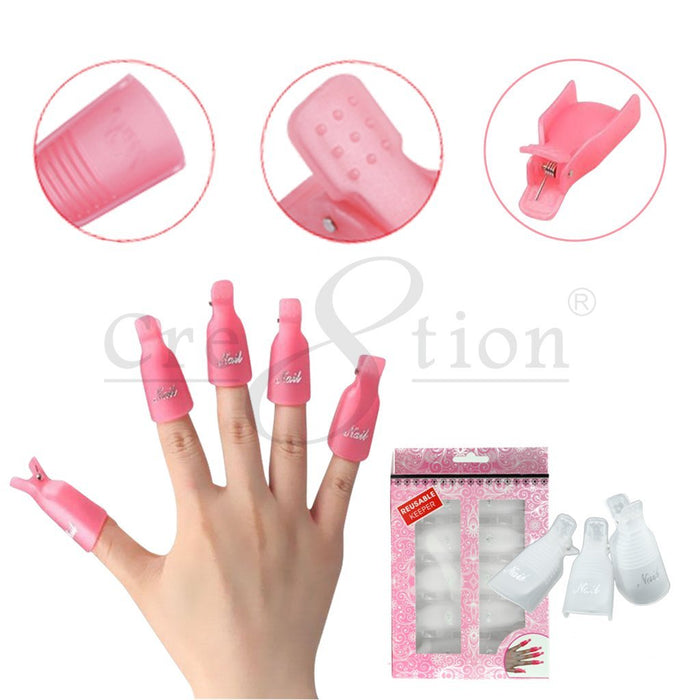 Cre8tion Reusable clip on Nail gel remover set of 10 pcs