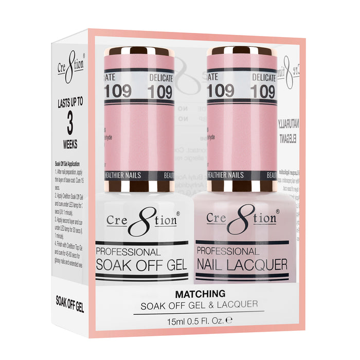 Cre8tion Soak Off Gel Matching Pair 0.5oz 109 DELICATE