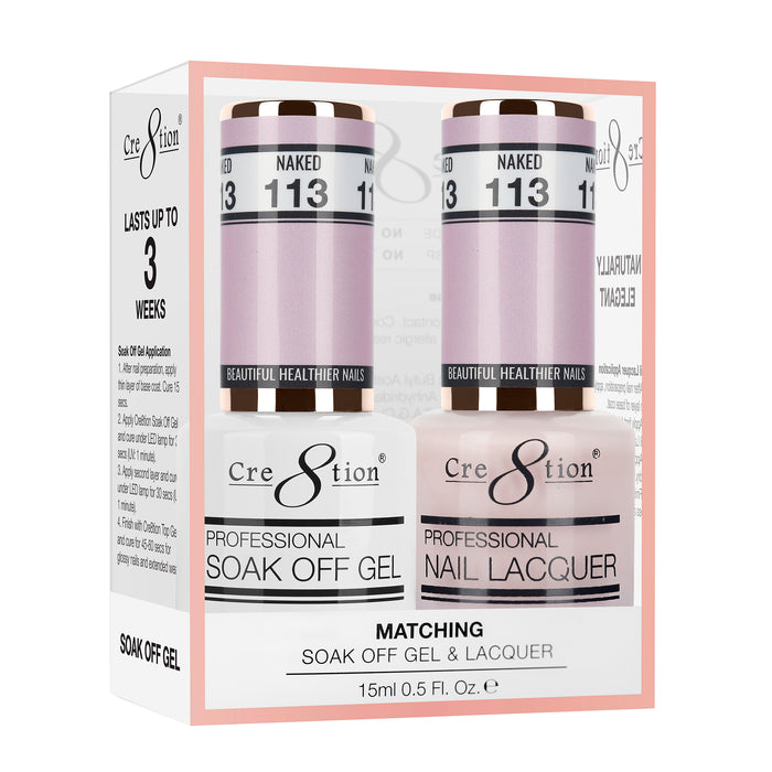 Cre8tion Soak Off Gel Matching Pair 0.5oz 113 NAKED