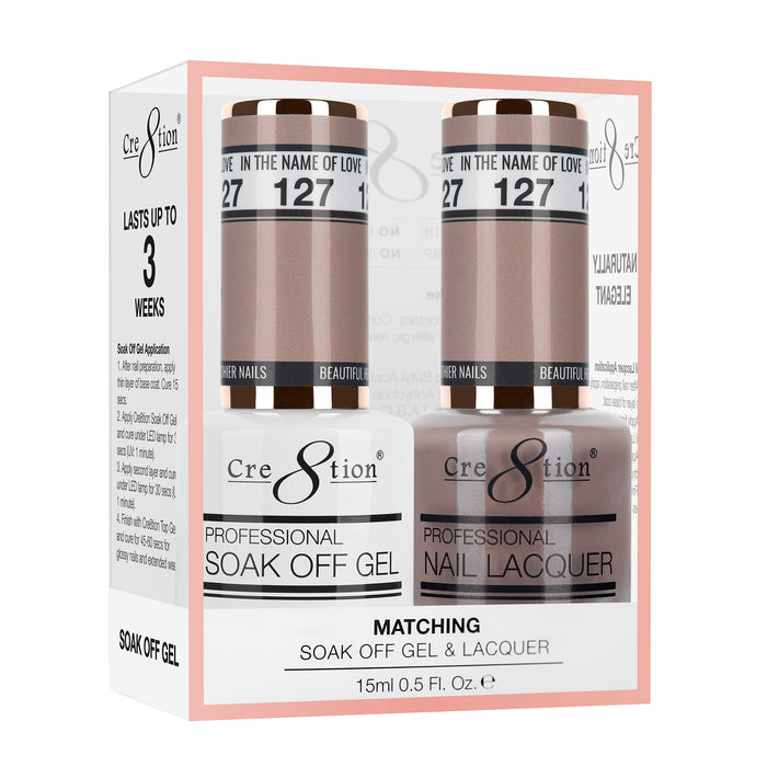 Cre8tion Soak Off Gel Matching Pair 0.5oz 127 IN THE NAME OF LOVE