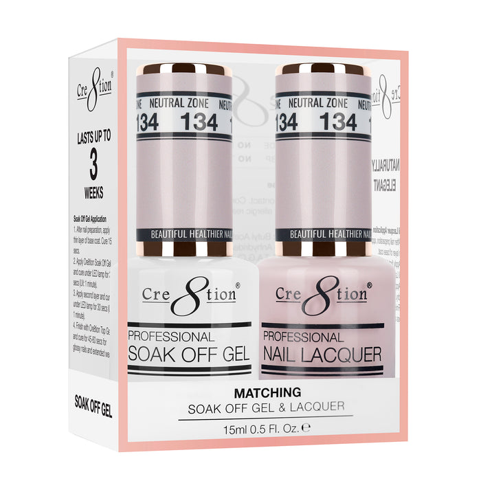 Cre8tion Soak Off Gel Matching Pair 0.5oz 134 NEUTRAL ZONE