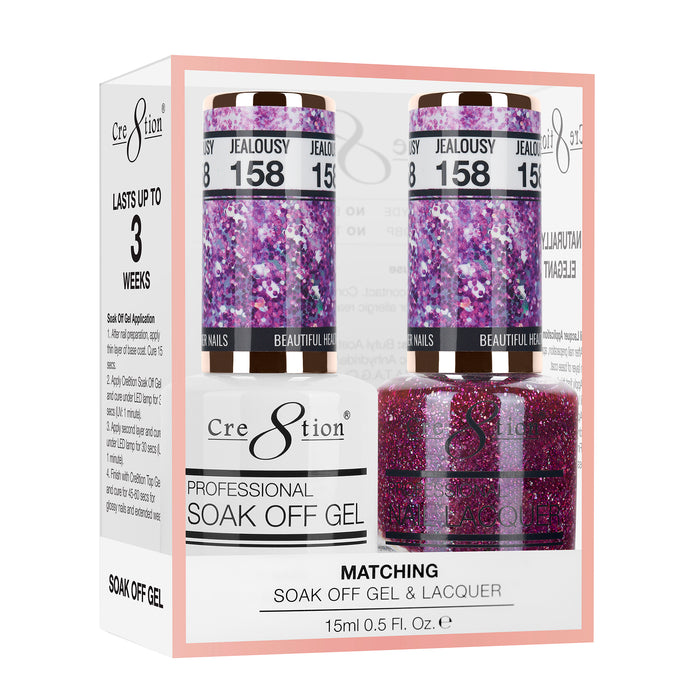 Cre8tion Soak Off Gel Matching Pair 0.5oz 158 JEALOUSY