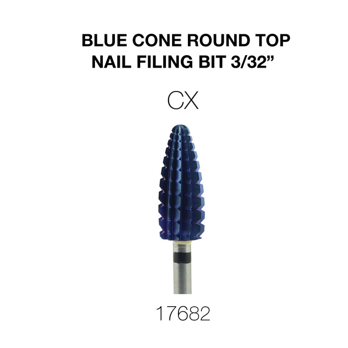 Cre8tion Blue Cone Round Top Nail Filing Bit 3/32"