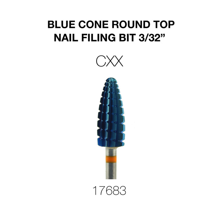 Cre8tion - Broca para lima de uñas con parte superior redonda, con cono azul, 3/32"