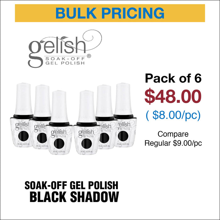 Gelish Soak Off Gel Polish - Black Shadow - Pack of 6