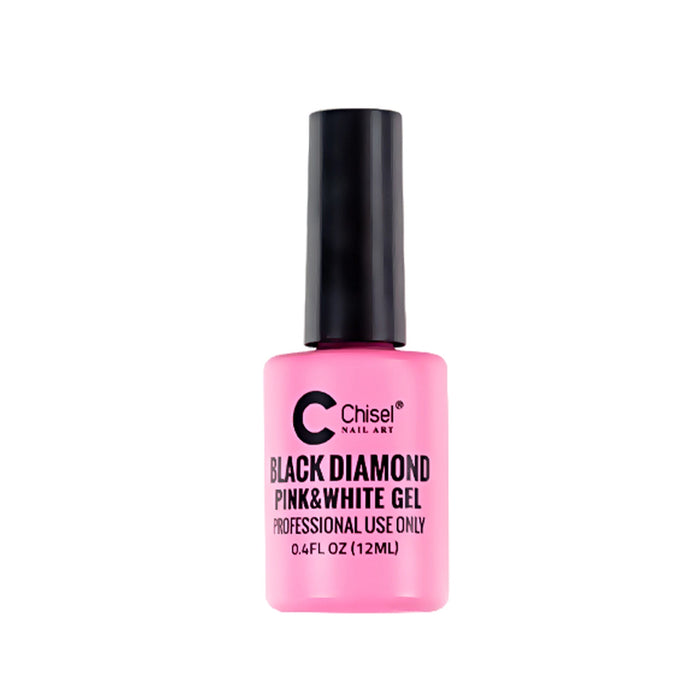 Chisel Nail Art - Gel negro diamante rosa y blanco 0.4 oz