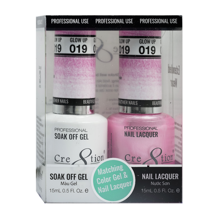 Cre8tion Soak Off Gel Matching Pair 0.5oz 019 GLOW UP (SHIMMERY)