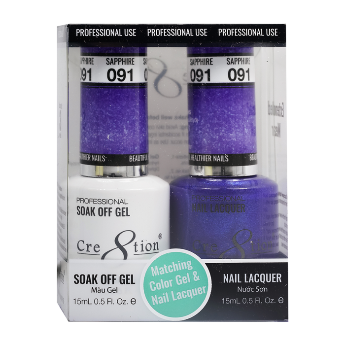 Cre8tion Soak Off Gel Matching Pair 0.5oz 091 SAPPHIRE (SHIMMERY)