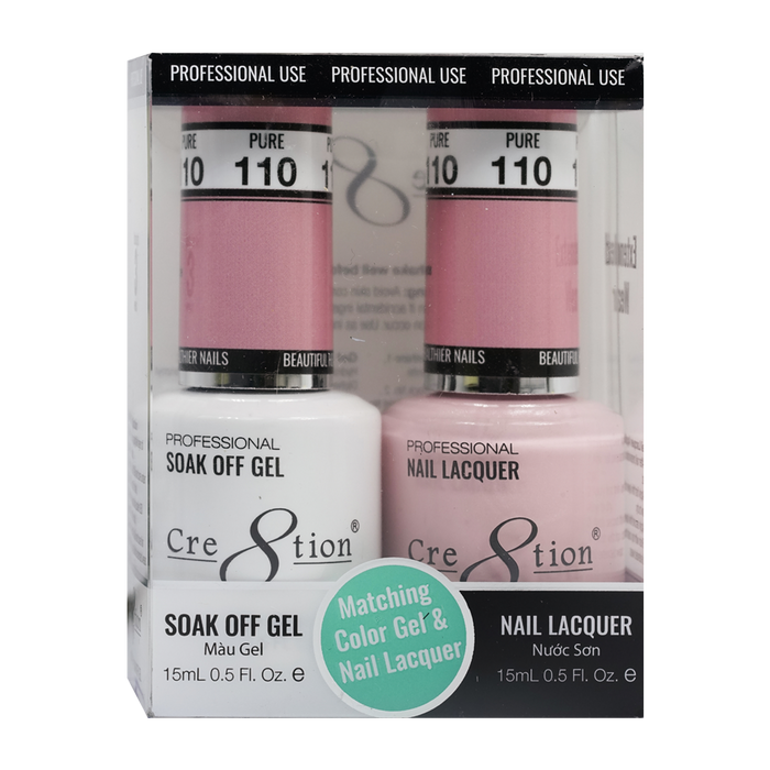 Cre8tion Soak Off Gel Matching Pair 0.5oz 110 PURE