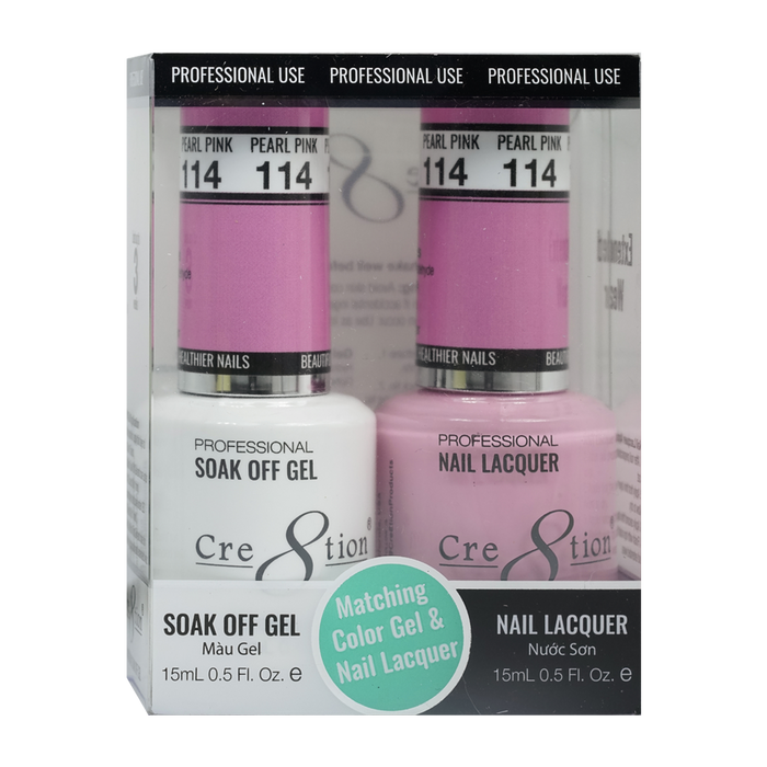 Cre8tion Soak Off Gel Matching Pair 0.5oz 114 PEARL PINK