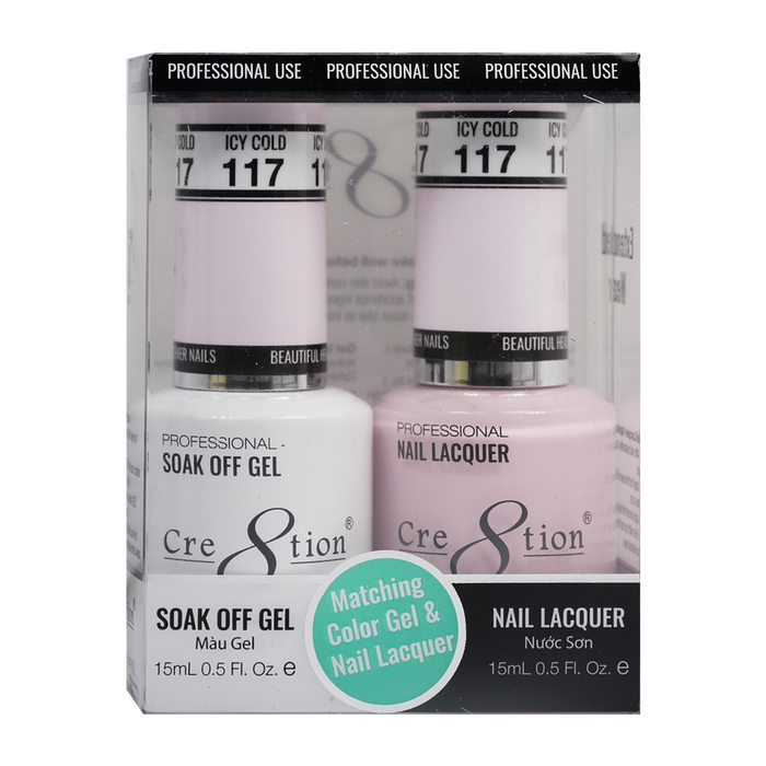 Cre8tion Soak Off Gel Matching Pair 0.5oz 117 ICY COLD
