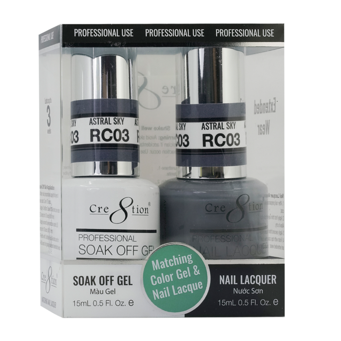 Cre8tion Soak Off Gel Matching Pair Rustic Collection 0.5oz RC03