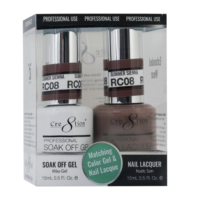 Cre8tion Soak Off Gel Matching Pair Rustic Collection 0.5oz RC08