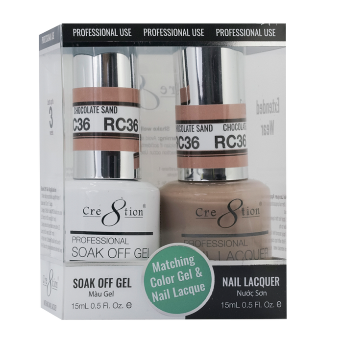 Cre8tion Soak Off Gel Matching Pair Rustic Collection 0.5oz RC36