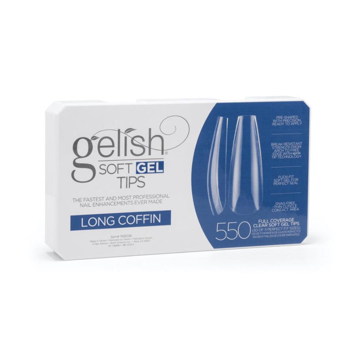 Gelish Soft Gel Tips - Long Coffin Nail Tips 550 ct