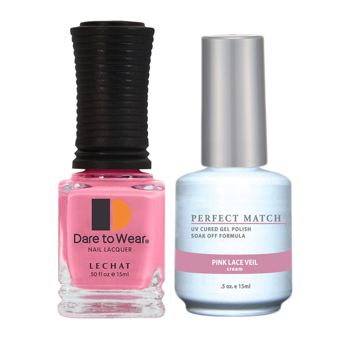 LeChat - Perfect Match - 049 Velo de encaje rosa (gel y laca) 0.5oz