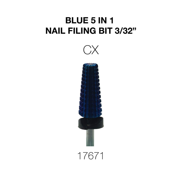 Cre8tion Blue 5 in 1 Nail Filing Bit  3/32"
