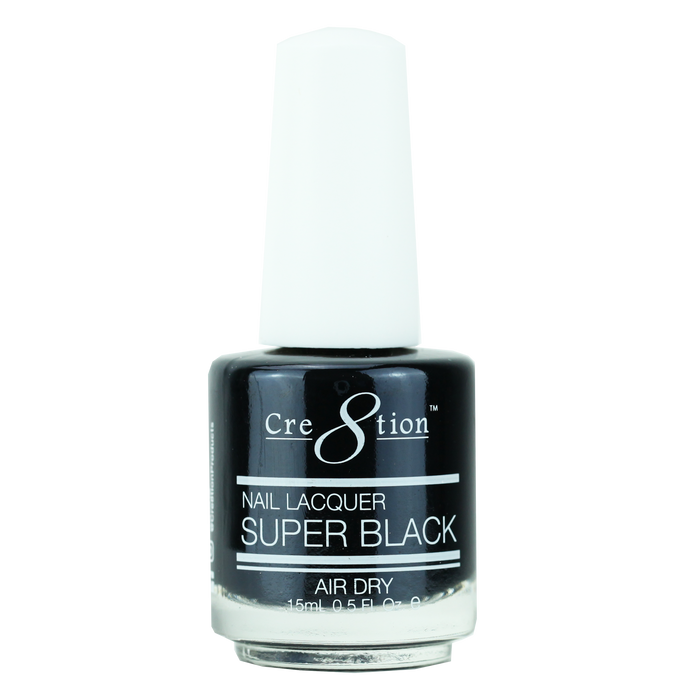 Cre8tion Nail Lacquer SUPER BLACK Air Dry 0.5oz