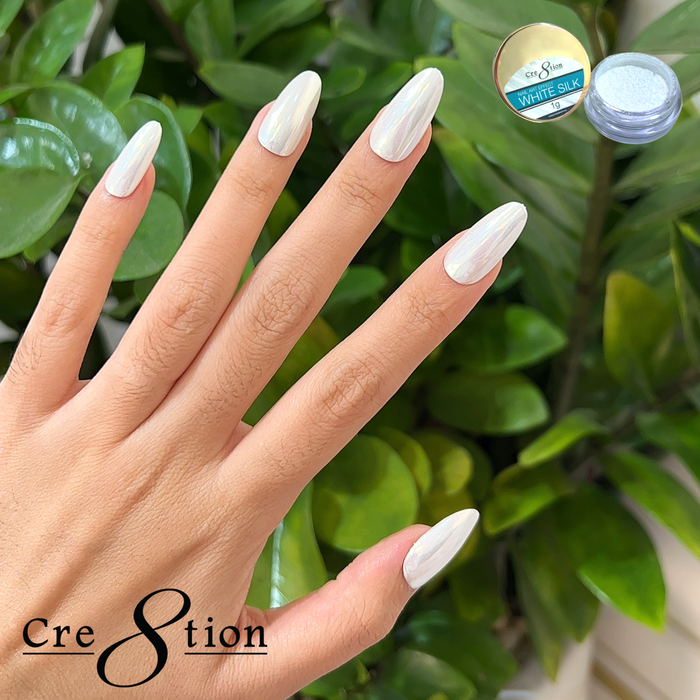 Cre8tion White Silk Chrome Nail Art Effect 1g