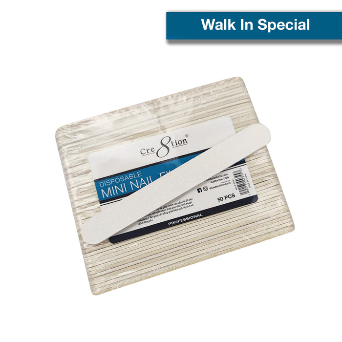 [Walk In Special] Cre8tion Nail File Wood Center White Grit 80/80