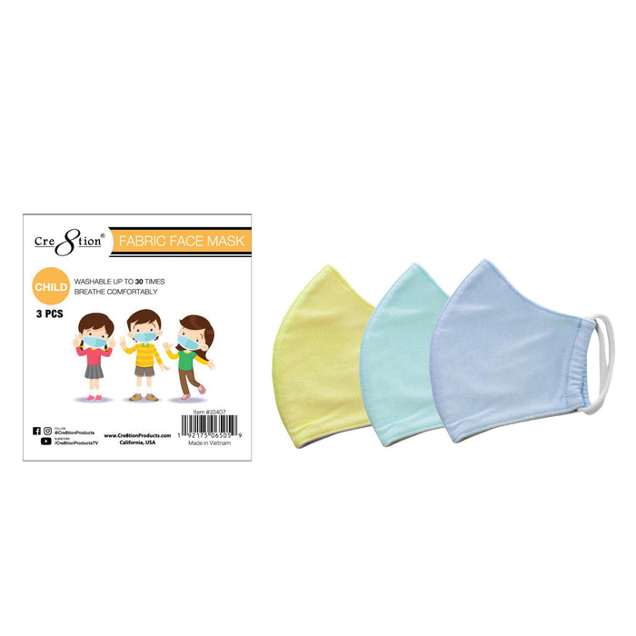 Cre8tion 2 layer Reusable Fabric Face Mask - Child 3 Colors